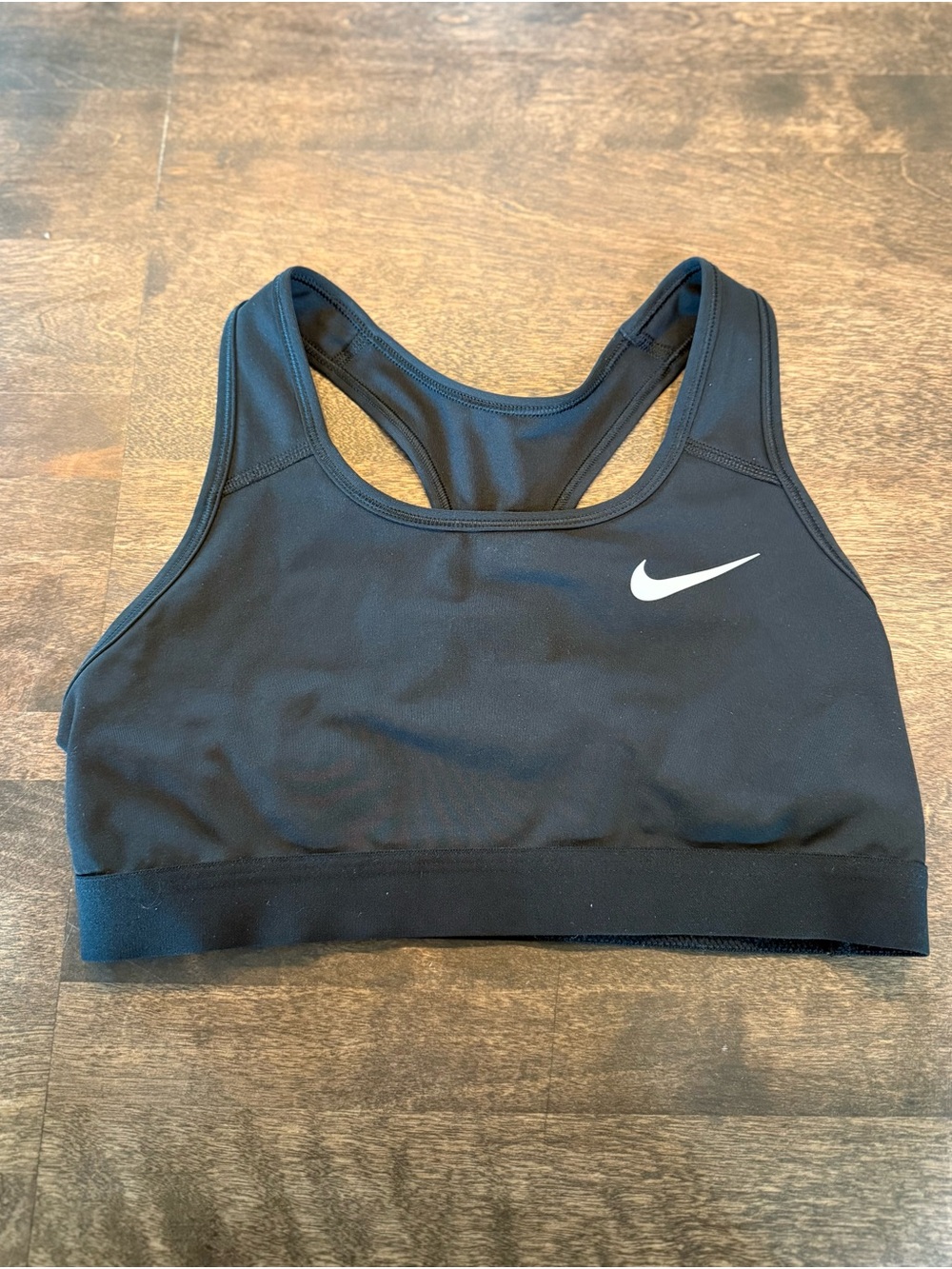 Nike Black Racerback Sports Bra with White Swoosh